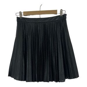 Club Monaco Womens Size 2 Black Faux Leather Pleated Skirt